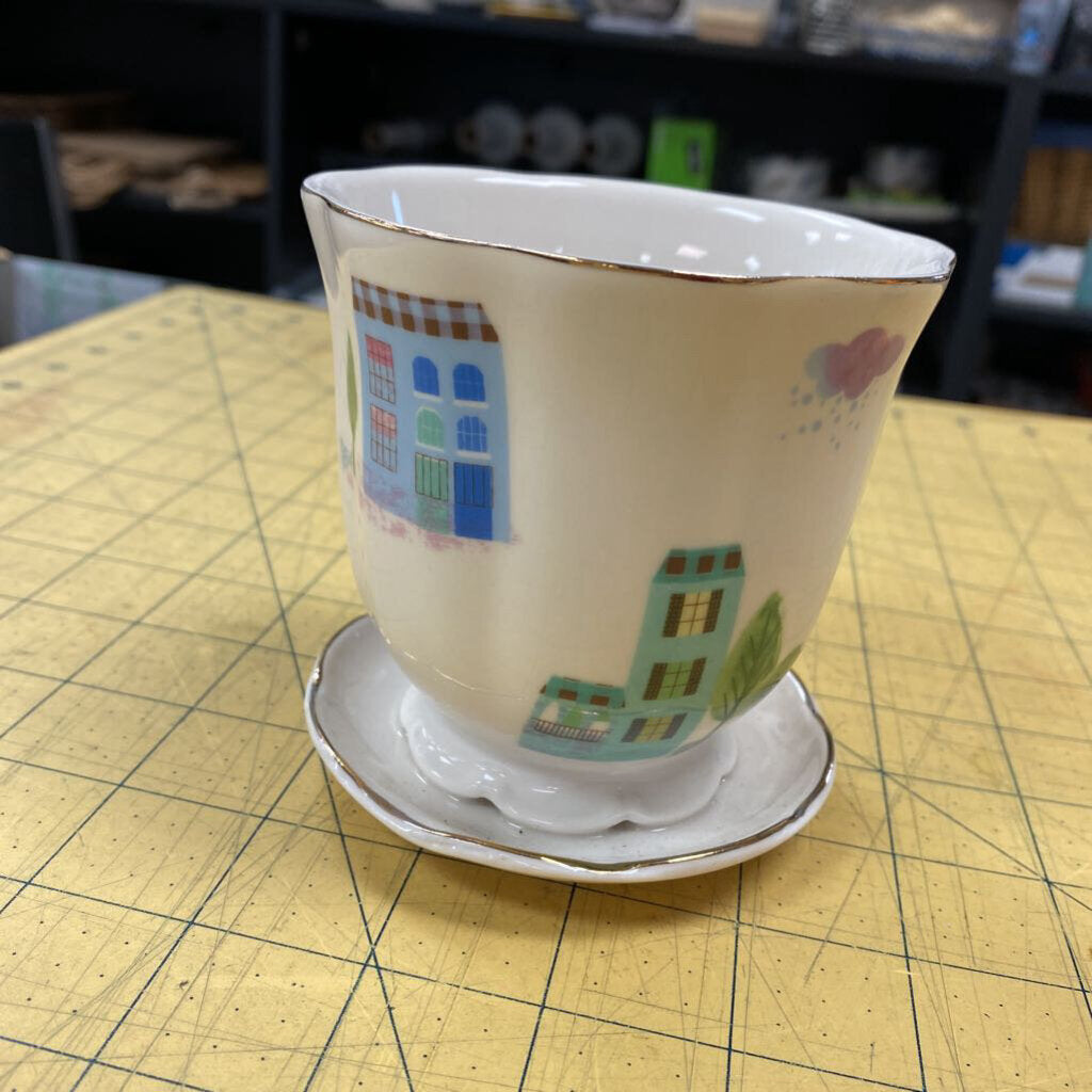 Porcelain Tea Cup Planter