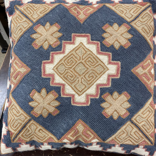 Indian Wool Crewel Stitched Accent Pillow