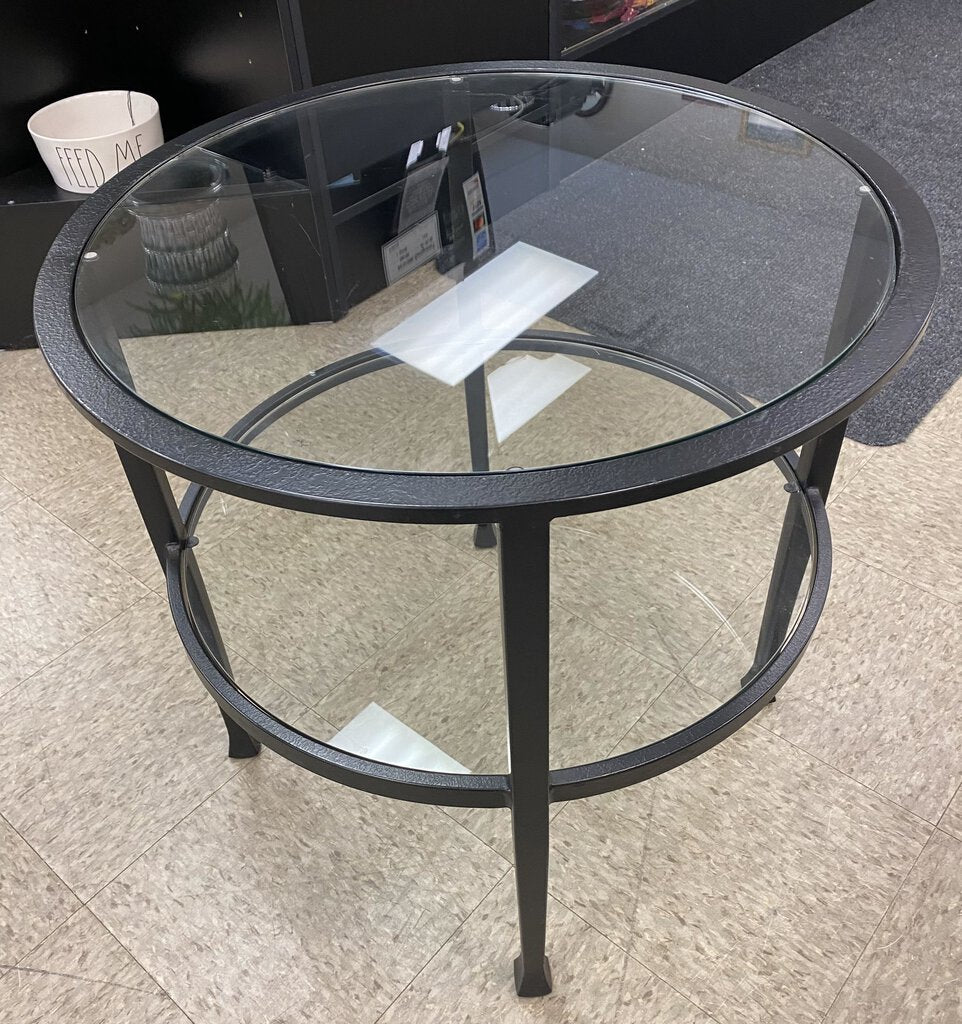 Two Tier Glass/Metal Modern Side Table