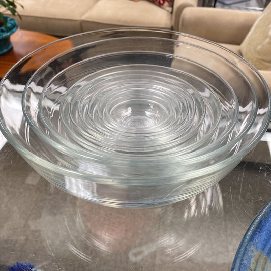 9 x Duralex Glass Nesting Bowls