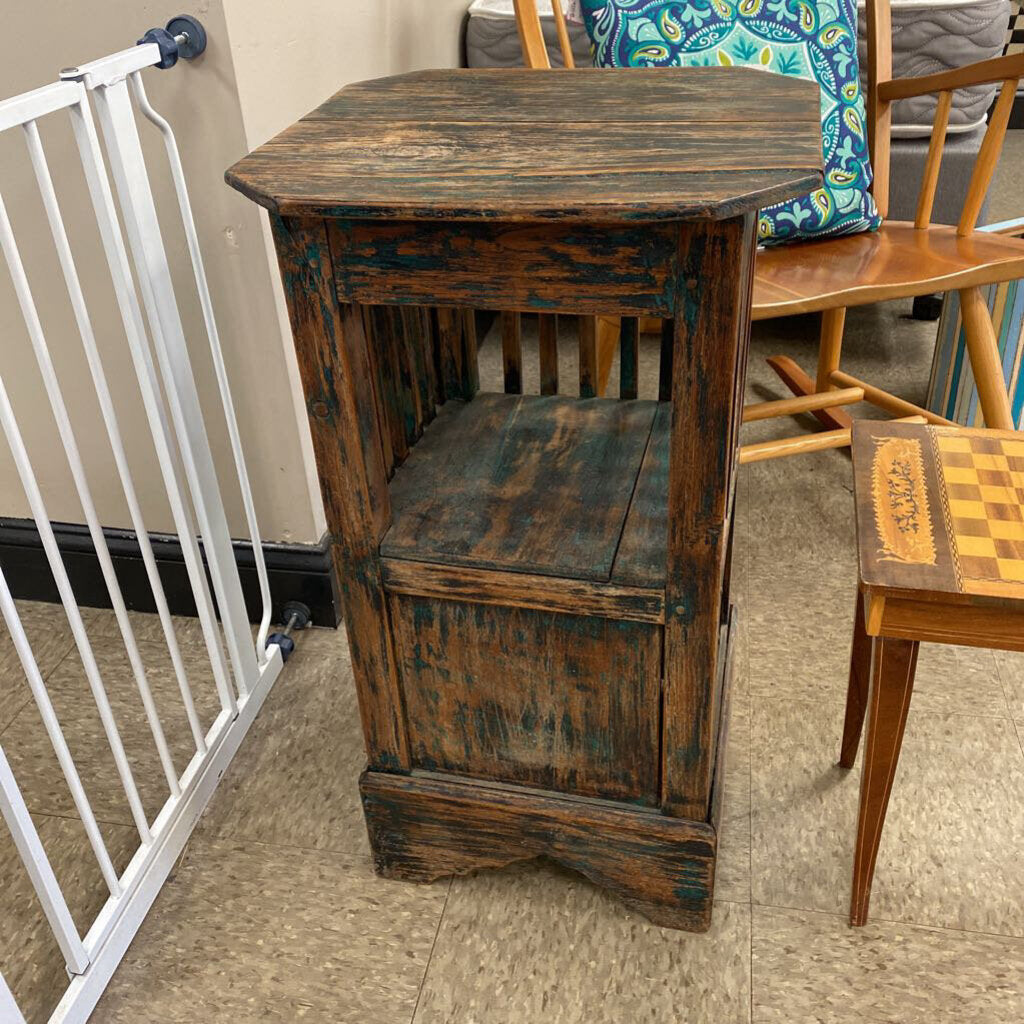 Rustic Wood Open Shelf Side Table