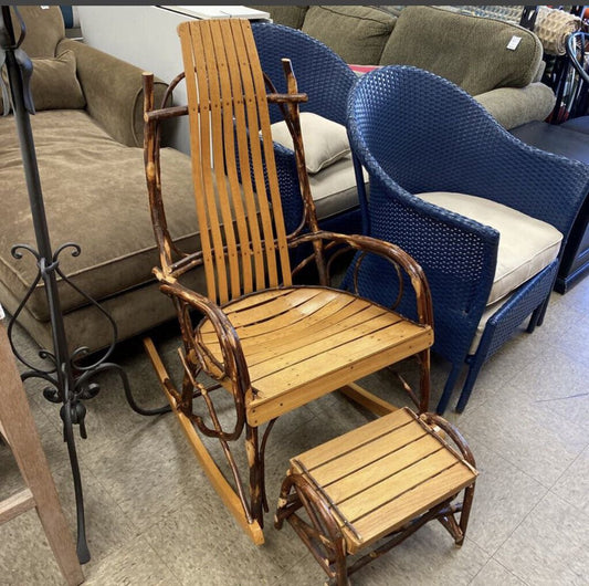 Amish Twig Rocker w/Stool