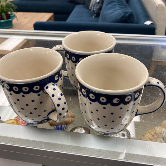 3x Polish Pottery Mugs