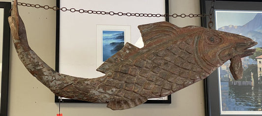 Asian Rustic Wood Hanging Fish