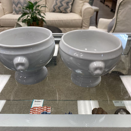 2x Porcelain Onion Soup Bowls