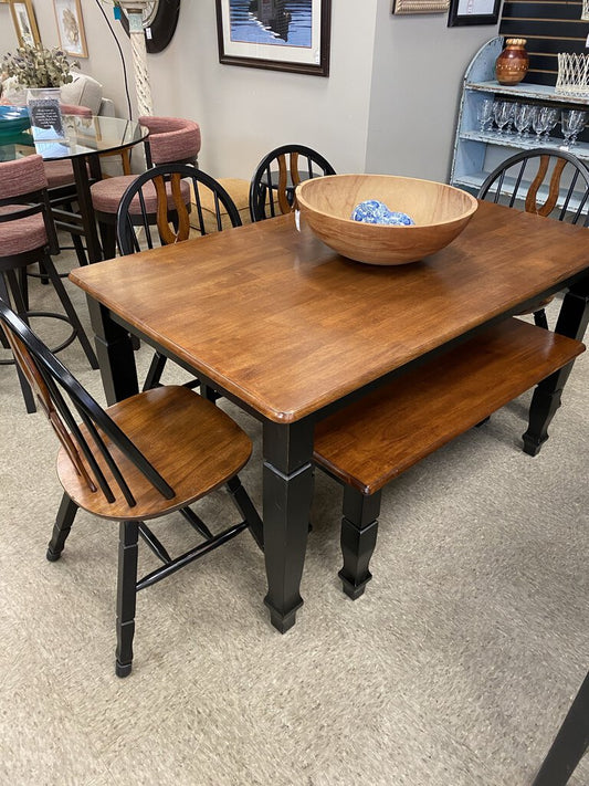 Farm Table/Bench 4 Chairs