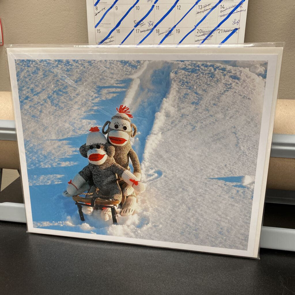 Sock Monkeys on Toboggan Print