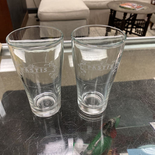 2x Pastis Glasses w/Measure Line