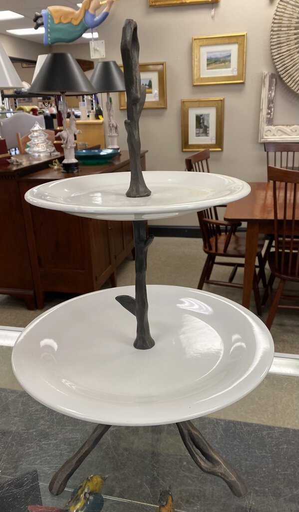 Ceramic/Metale 2 Tier Serving Tray