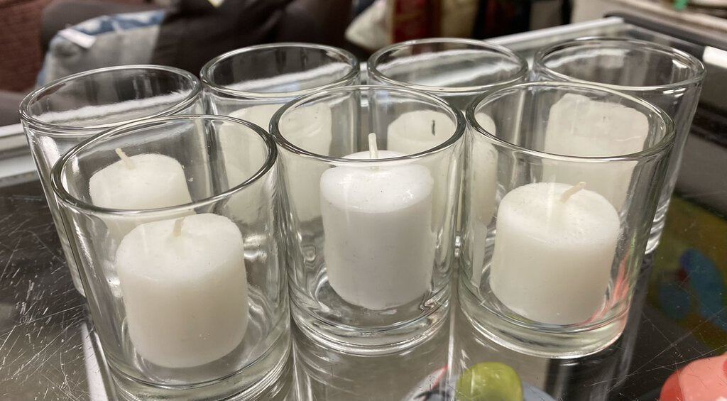 7 Votive Wood Tray Candle Holder