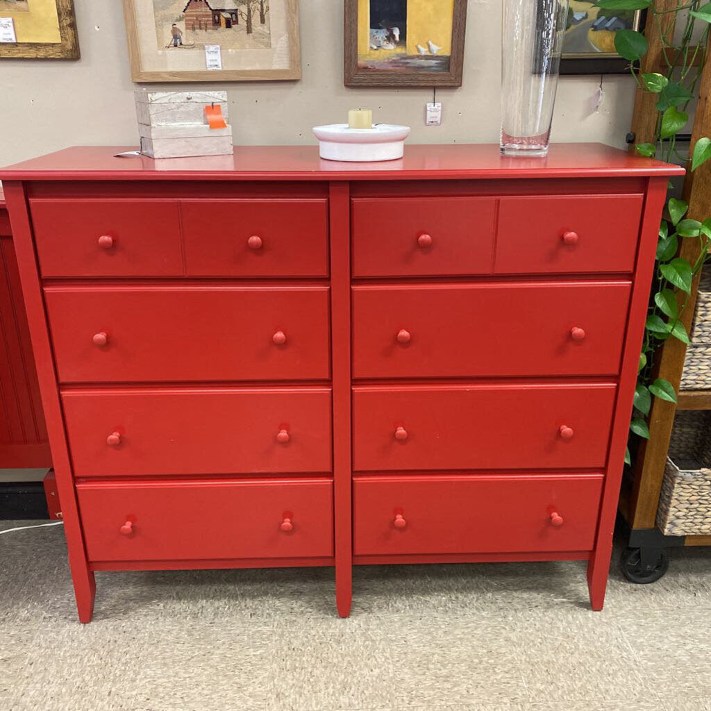 8 Drawer Red Painted Dresser