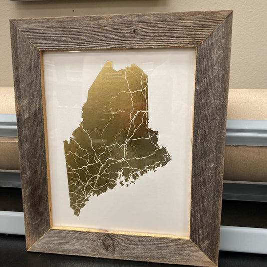 Foil Pressed Maine Map