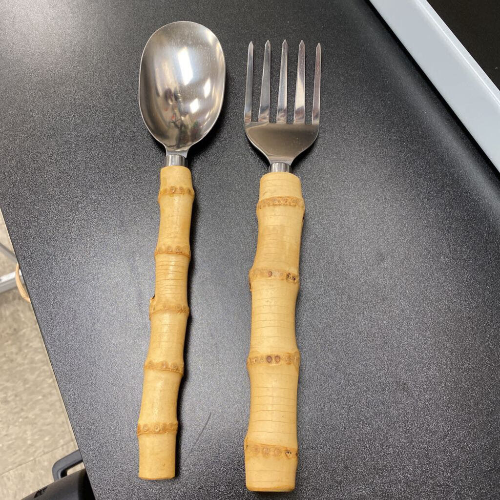 Crate&Barrel Bamboo Salad Servers