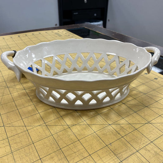 Leedsware Oval Ceramic Basket