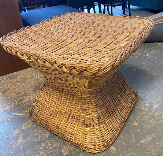 Coastal Braided Rattan Side Table