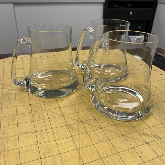 3x Blown Glass Beer Tankards