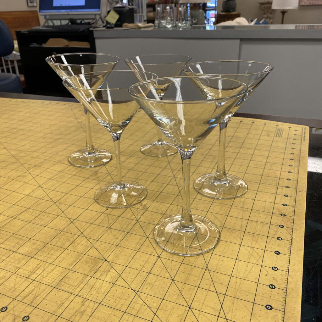 5x French Crystal Martini Glasses