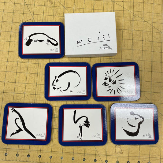 6x Weiss Austrailian Art Coasters