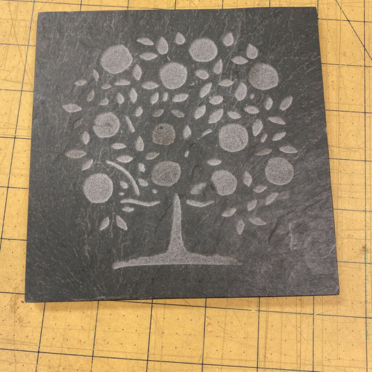 Slate Trivet w/Tree Pattern