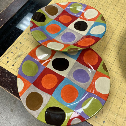 2x Pier One Urban Dots Dinner Plates