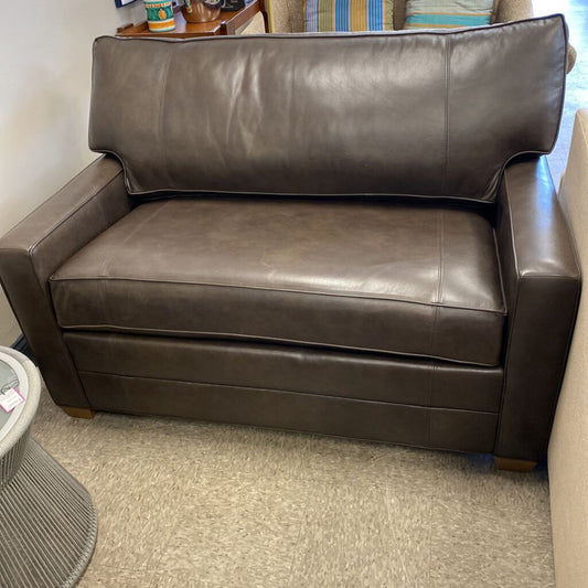 Ethan Allen Spencer Leather Track-Arm Sleeper