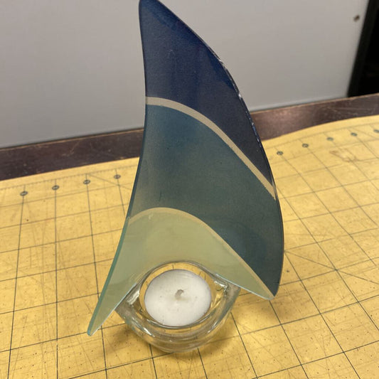 Glass Sailboat Tealight Holder