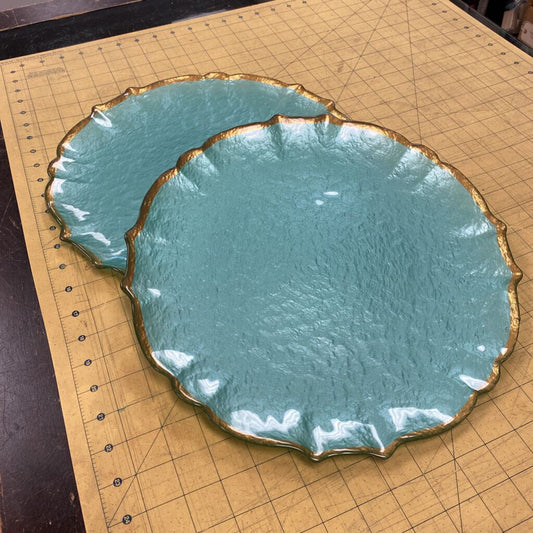 2x Vietri Baroque Glass Dinner Plates