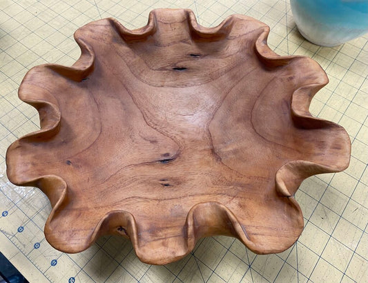 J.K. Scalloped Wood Bowl