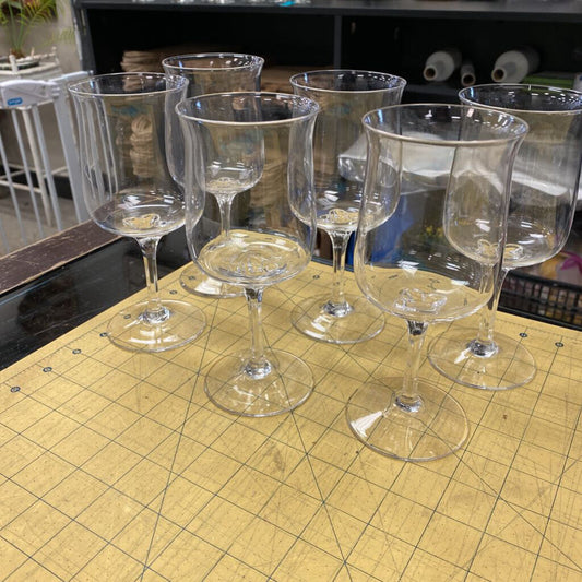 6x Crystal Tulip Wine Glasses