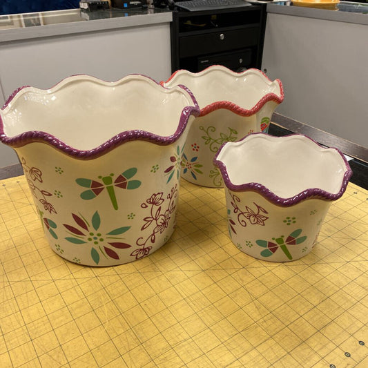 3x Nesting Ceramic Plant Pots