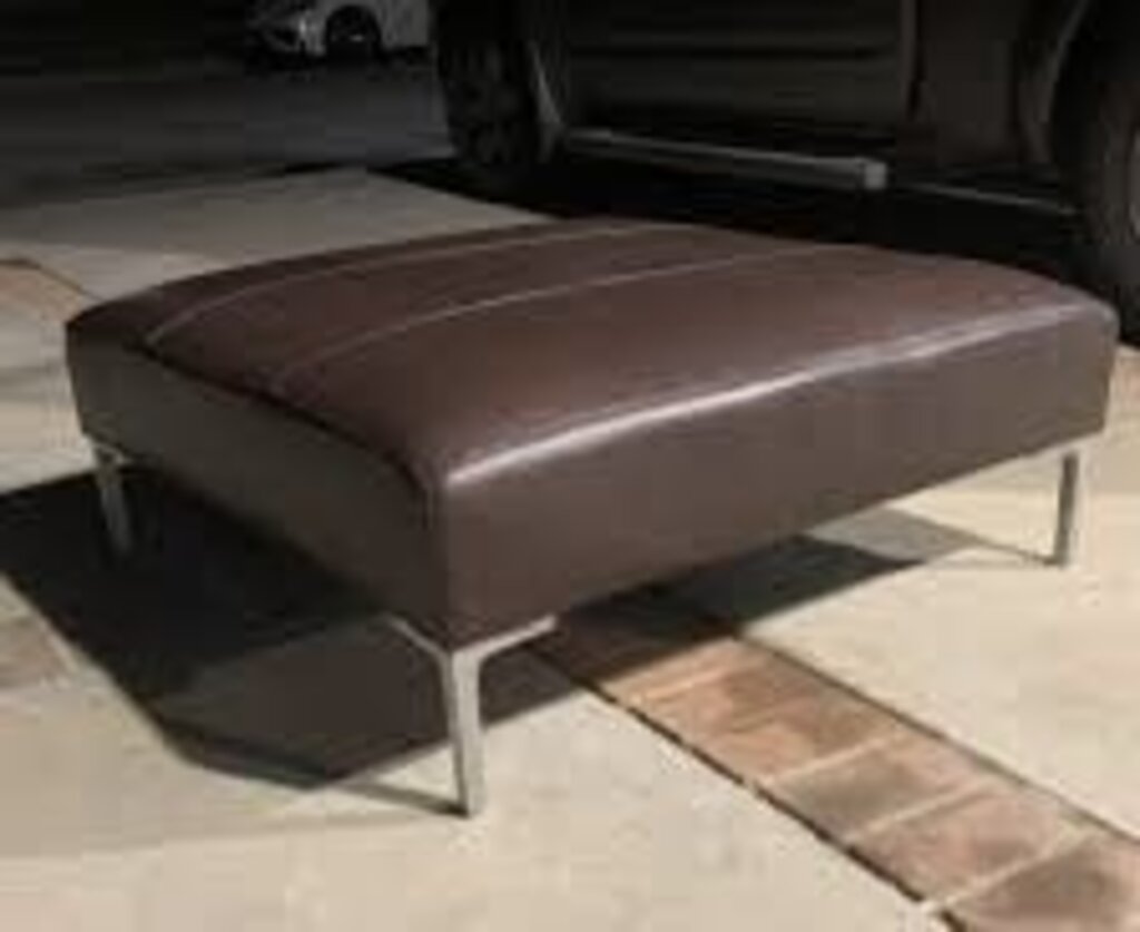 Bruce Peters Industrial Leather Ottoman