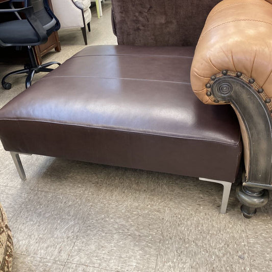 Bruce Peters Industrial Leather Ottoman