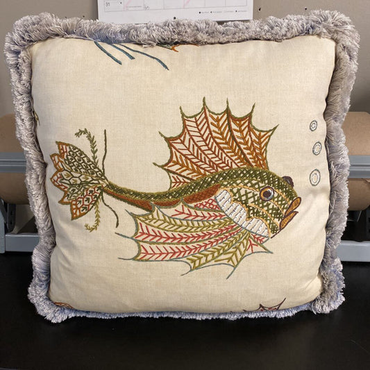 Custom Fish Pillow w/Brush Fringe