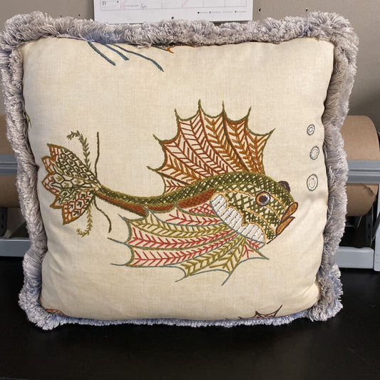 Custom Fish Pillow w/Brush Fringe