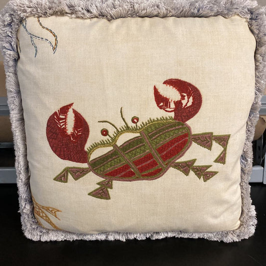 Custom Crab Pillow w/Brush Fringe