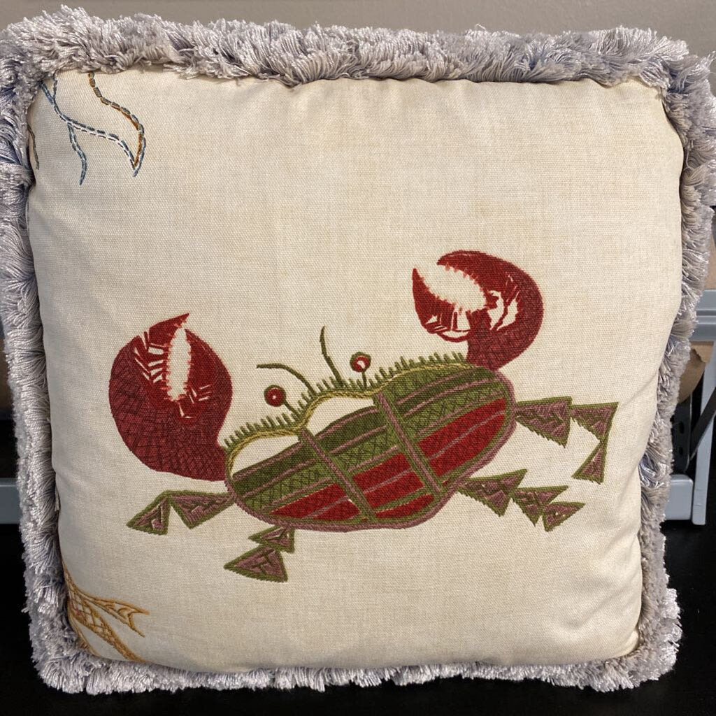 Custom Crab Pillow w/Brush Fringe
