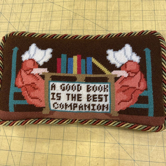 Needlepoint Book Lovers Pillow
