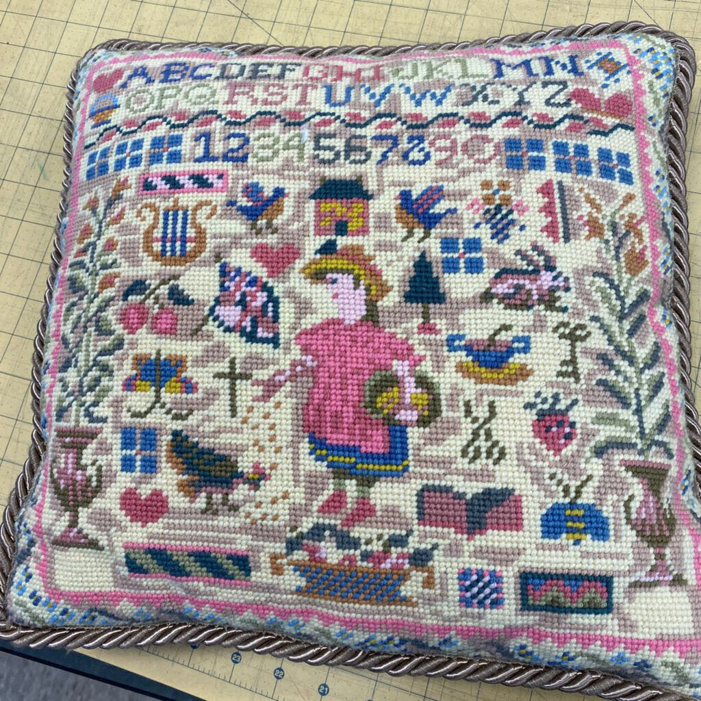 Needlepoint Sampler Pillow