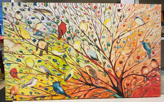J. Lommers "Tree Birds" on Canvas