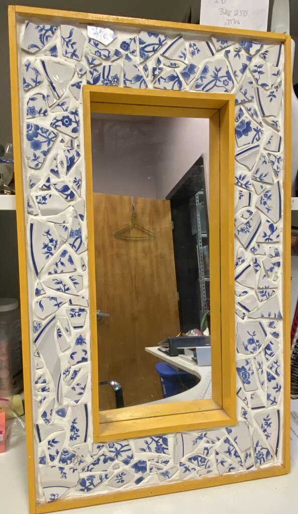 Monarch Blue & White broken Plate Mirror