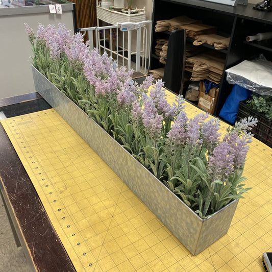 Faux Lavender in Galvanized Box