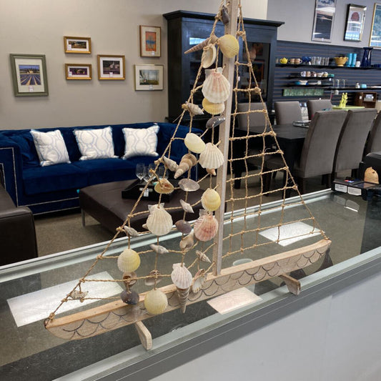 Wood/Shell Sailboat Decor