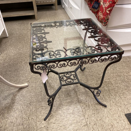 Wrought Iron/Glass Side Table