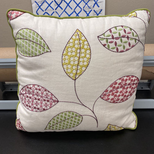 Embroidered Leaf Accent Pillow