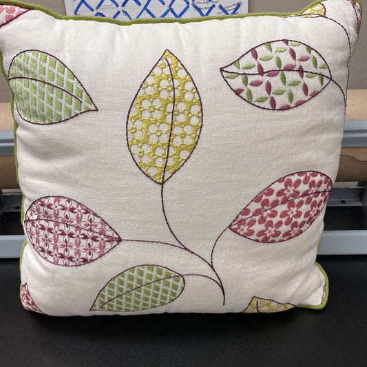 Embroidered Leaf Accent Pillow