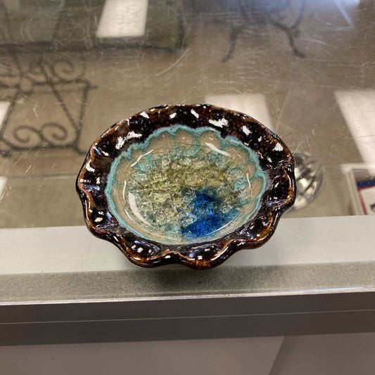 Down to Earth Crackle Glass Trinket Dish