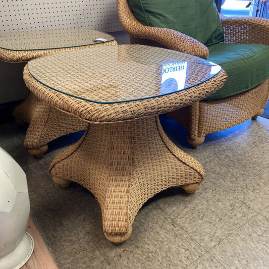 Lloyd Loom End Table w/Glass Top