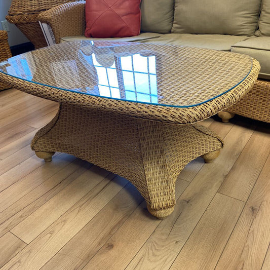 Lloyd Loom Coffee Table w/Glass Top