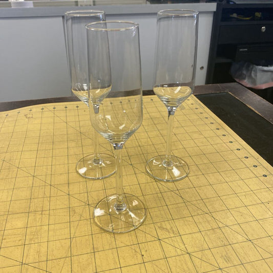 3x Crystal Champagne Flutes