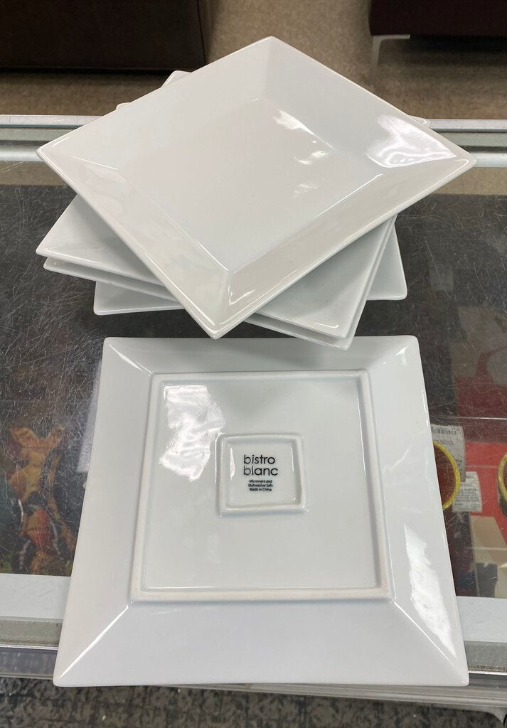 5x Square Bistro Blanc Salad Plates